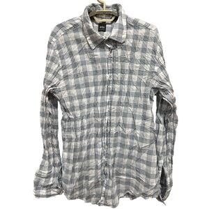 HUGO BOSS Button Up Shirt Mens XL Blue Purple White Plaid 100% Cotton Quiet Lux